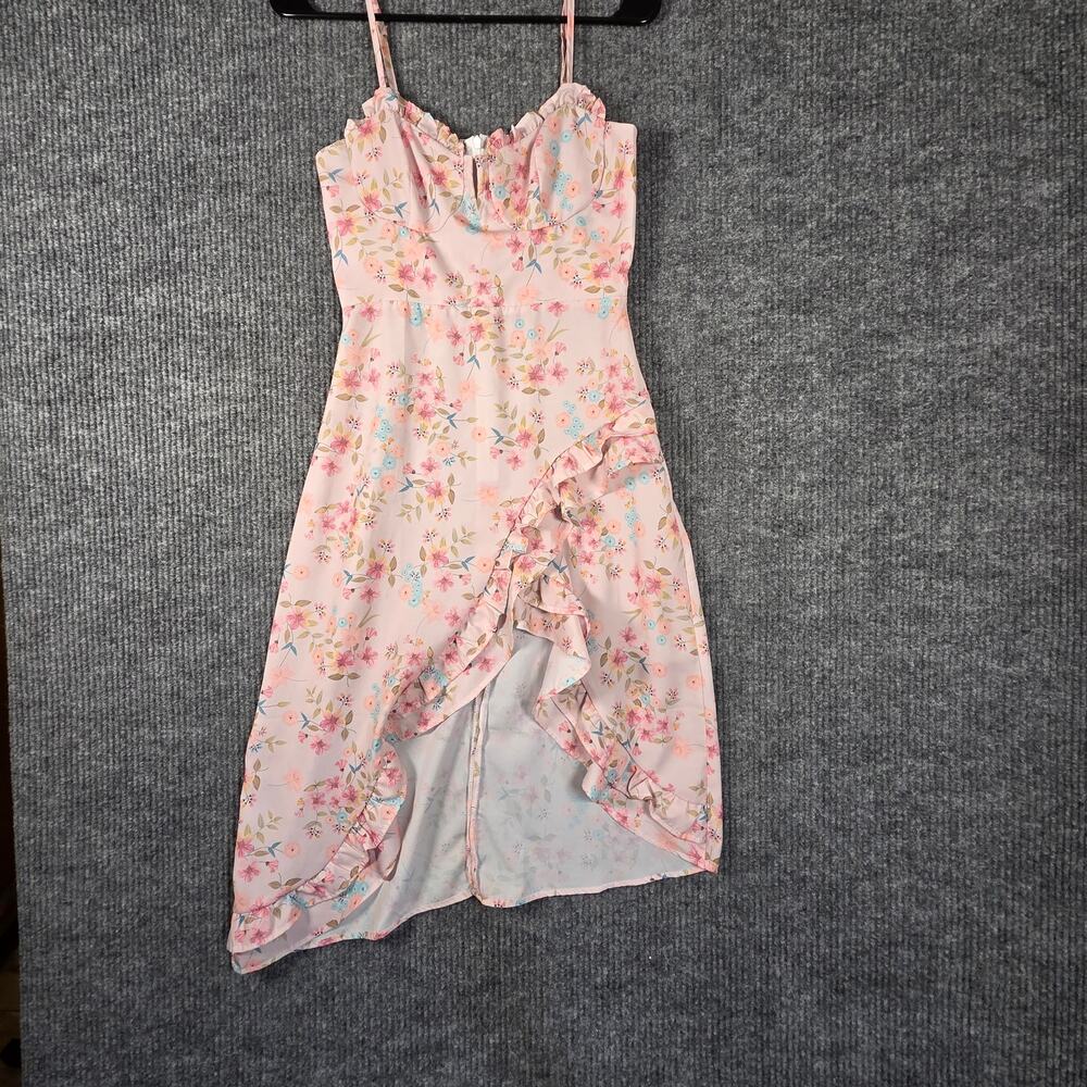Strangers & Lovers Floral Chiffon Mini Dress Ruffle‎ Hem S
